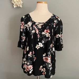 AE Lace Up Floral Top